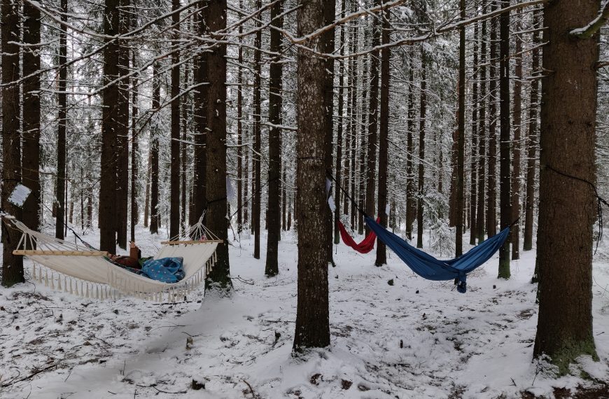 Kevään lumisade ei lannistanut laavukahvilan vierailijoita