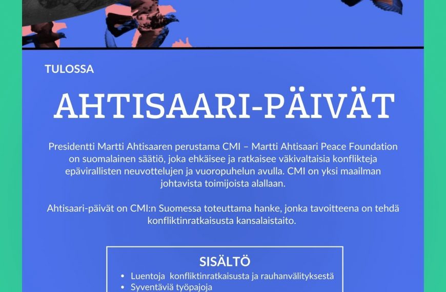 Ahtisaari-päivien konfliktinratkaisutyöpajat